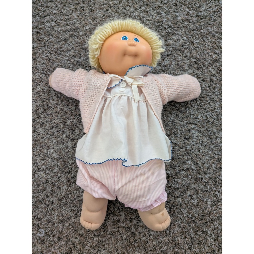Vintage Cabbage‎ Patch Kids Doll 1982 Coleco Blonde Hair Pink Knit Top + Shorts